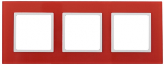 14-5103-23 Электроустановка ЭРА Рамка на 3 поста, стекло, Эра Elegance, красный+бел | Б0034514 | ЭРА