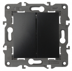 14-1104-05 Электроустановка ЭРА Выключатель двойной, 10АХ-250В, IP20, Эра Elegance, антрацит | Б0034234 | ЭРА