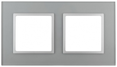 14-5102-03 Электроустановка ЭРА Рамка на 2 поста, стекло, Эра Elegance, алюминий+алюм | Б0034490 | ЭРА