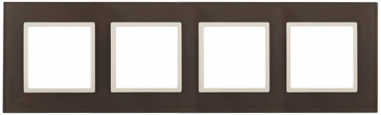 14-5104-31 Электроустановка ЭРА Рамка на 4 поста, стекло, Эра Elegance, мокко+сл.к | Б0034539 | ЭРА