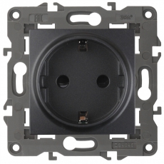 14-2101-05 Электроустановка ЭРА Розетка 2P+E Schuko, 16A-250В, IP20, Эра Elegance, антрацит | Б0034269 | ЭРА