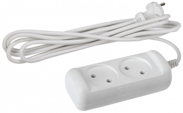 Удлинитель U-2-1,5m ЭРА без зазeмл., 2х1мм2, 10А, ПВС, 2гн, 1,5м | Б0028359 | ЭРА