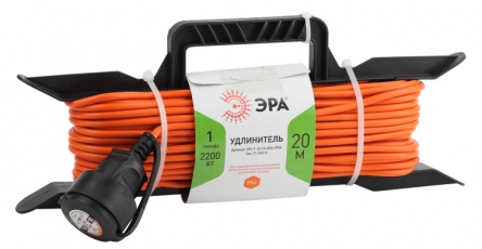 Удлинитель силовой ЭРА UFx-1-2x1.0-20m-IP44 на рамке б/з 1 гн 20м ПВС 2х1 | Б0043040 | ЭРА