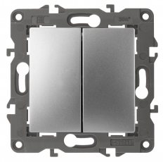 14-1106-03 ЭРА Переключатель двойной, 10АХ-250В, IP20, Эра Elegance, алюминий | Б0034245 | ЭРА