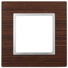 14-5301-10 ЭРА Рамка на 1 пост, дерево, Эра Elegance, венге+алюм | Б0034569 | ЭРА
