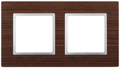 14-5302-10 ЭРА Рамка на 2 поста, дерево, Эра Elegance, венге+алюм | Б0034575 | ЭРА
