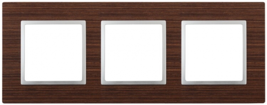 14-5303-10 ЭРА Рамка на 3 поста, дерево, Эра Elegance, венге+алюм | Б0034581 | ЭРА