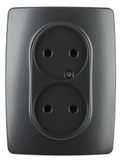 Розетка 2X2P 16A-250В IP20 Эра12 антрацит | Б0031242 | ЭРА