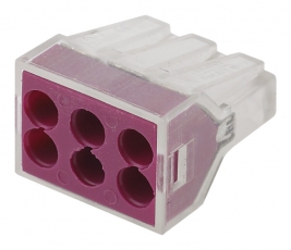 Строительно-монтажная клемма СМК NO-222-28 модель 106 6 отверстий 1.0-2.5мм2 (уп.4шт.) | Б0033401 | ЭРА