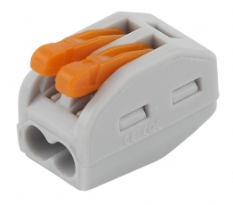 Строительно-монтажная клемма СМК NO-222-25 модель 412 с рычагом 2 отверстия, 0.08-2.5мм2 (уп.2шт.) | Б0033399 | ЭРА