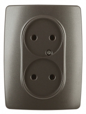 12-2107-13 Электроустановка ЭРА Розетка 2X2P, 16A-250В, IP20, Эра12, бронза | Б0031245 | ЭРА