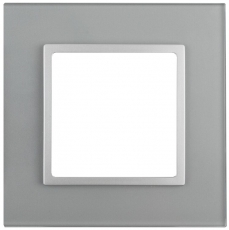 14-5101-03 Электроустановка ЭРА Рамка на 1 пост, стекло, Эра Elegance, алюминий+алюм | Б0034472 | ЭРА