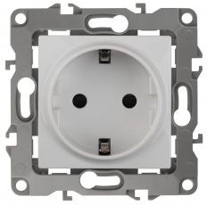 12-2002-01 Электроустановка ЭРА Розетка 2P+E Schuko со шторками, 16A-250В, IP20, без м.лапок, Эра12, белый | Б0036440 | ЭРА