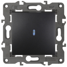 14-1102-05 Электроустановка ЭРА Выключатель с подсветкой, 10АХ-250В, IP20, Эра Elegance, антрацит | Б0034219 | ЭРА