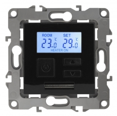 12-4111-06 Электроустановка ЭРА Терморегулятор универс. 230В-Imax16А, IP20, Эра12, чёрный | Б0031276 | ЭРА