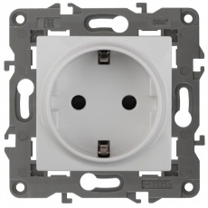 14-2102-01 Электроустановка ЭРА Розетка 2P+E Schuko со шторками, 16A-250В, IP20, Эра Elegance, белый | Б0034272 | ЭРА