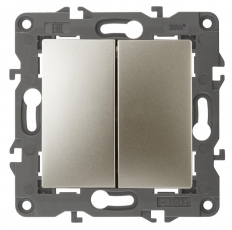 14-1104-04 Электроустановка ЭРА Выключатель двойной, 10АХ-250В, IP20, Эра Elegance, шампань | Б0034233 | ЭРА