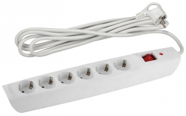 SFX-6es-2m-W Сет.фильтр (белый) с заземл, 10A, с выкл, 6гн, 2м (10/140) | Б0044023 | ЭРА