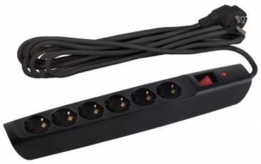 SFX-6es-4m-B Сет.фильтр (черный) с заземл, 10A, с выкл, 6гн, 4м (10/140) | Б0044026 | ЭРА