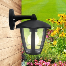 Светильник садово-парковый 6-гранный черный настенный вниз E27 IP44(У1) НБУ 07-40-004 «Дели 3» (8/48 | Б0051188 | ЭРА