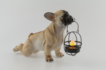 Светильник садовый ERASF22-04 из полистоуна Французский бульдог 33 см | Б0053353 | ЭРА