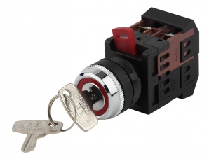 Переключатель АKS-22 черный с ключ. 2 полож. I-O 1з+1р (10/400/3200) | Б0045677 | ЭРА