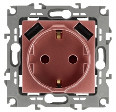 12-4109-14 Розетка 2P+E 16A-250В, штор. с 2xUSB 5В-3А, 12, медь (10/100/2000) | Б0047848 | ЭРА