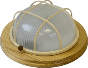 Светильник пылевлагозащищен. под лампу для ЖКХ НБО 03-60-012 с решеткой серия КАНТРИ (дерево), 60Вт, Е27, 220В, IP54, УХЛ4 | Б0048415 | ЭРА