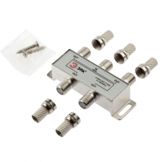 Делитель ТВ D-F-06 4 ответвления под F разъём в комплекте 5 F разъёмов 5-1000 МГц | Б0048325 | ЭРА