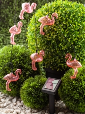 Светильник садовая гирлянда 10 подсвечиваемых светодиодами Фламинго ERADG012-07 длина 3,8 м, IP44 питание от солнечной батареи | Б0038508 | ЭРА