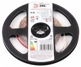 Лента светодиодная 60 диодов IP20 теплый белый цвет LS2835-60LED-IP20-WW-eco-5m | Б0035587 | ЭРА