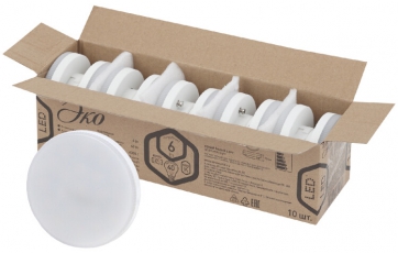 Лампа светодиодная RED LINE ECO LED GX-6W-840-GX53 (10-PACK) GX53 6Вт таблетка нейтральный белый свет | Б0036546 | ЭРА