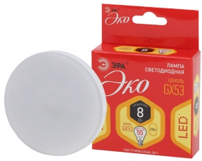 Лампа светодиодная RED LINE ECO LED GX-8W-827-GX53 GX53 8Вт таблетка теплый белый свет | Б0036541 | ЭРА