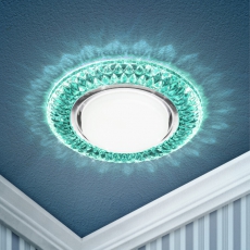 Светильник точечный встраиваемый под лампу DK LD23 15Вт GX53 голубой с подсветкой | Б0029629 | ЭРА