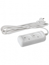 Удлинитель электрический UX(6)-2-5m без заземления 2 розетки 5м ПВС 2x0,75мм2 6А белый | Б0038566 | ЭРА