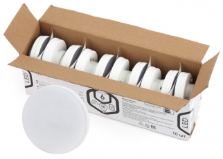 Лампа светодиодная RED LINE LED GX-6W-865-GX53 R (10-PACK) GX53 6Вт таблетка холодный дневной свет | Б0045330 | ЭРА