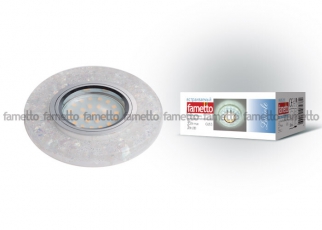 Светильник декор.встр Luciole DLS-L103 GU5.3 CHROME/CLEAR доп.LED подсветка 3Вт металл/полимер. хром/прозр.+мерцающие частицы | 10717 | Fametto