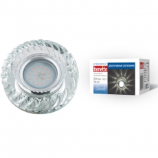 Светильник декор.встр Luciole DLS-L123 GU5.3 GLASSY/CLEAR GU5.3 доп.LED подсветка 3Вт стекл/стекл. зерк./прозр | UL-00000372 | Fametto