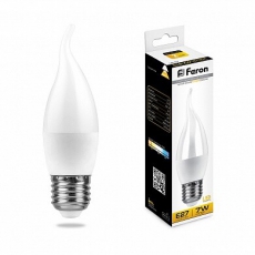 Лампа светодиодная LB-97 (7W) 230V E27 2700K свеча на ветру | 25762 | Feron