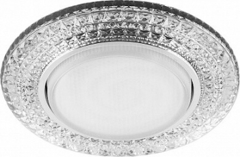 Светильник потолочный встраиваемый под лампу GX53 CD4020 20LED*2835 SMD 4000K, 15W GX53, без лампы, прозрачный, хром | 29473 | FERON