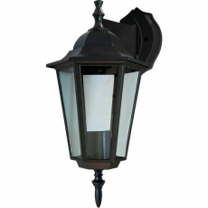 Светильник садово-парковый 6102 шестигранный на стену вниз 60W E27 230V, черный | 11054 | Feron