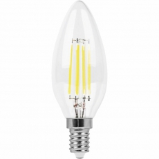 Лампа светодиодная LB-713 (11W) 230V E14 2700K филамент С35 прозрачная | 38006 | FERON