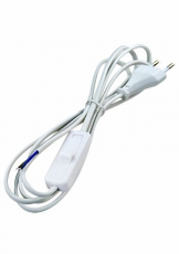 Сетевой шнур KF-HK-1 230V 1.9м (с выключателем) белый | 23048 | FERON