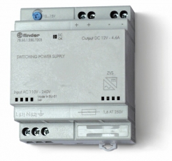 Импульсный источник питания; вход 110...240В AC; выход 12В DC, 50Вт; модульный, ширина 70мм; предохранитель входой цепи | 785012301203 | Finder