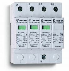 Устройство защиты от импульсных перенапряжений УЗИП тип 2 (3 варистора + 1 искровый разрядник); модульный, ширина 70мм; степень защиты IP20
