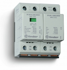 Устройство защиты от импульсных перенапряжений УЗИП тип 1+2 (1 варистор/искровый разрядник + 1 искровый разрядник); модульный | 7P0282601025 | Finder