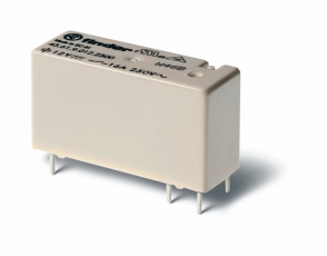 Низкопрофильное миниатюрное электромеханическое реле; монтаж на печатную плату; выводы с шагом 5мм; 1NO 16A; контакты AgCdO | 436190242300 | Finder