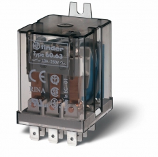 Универсальное электромеханическое реле; монтаж в наконечники Faston 187 (4.8х0.8мм); 3CO 10A; контакты AgNi; катушка 12В DC | 606390120000 | Finder