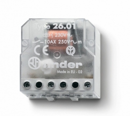 Шаговое электромеханическое реле; 1NO 10А, 2 состояния; контакты AgNi; питание 12В АC; монтаж в коробке; степень защиты IP20 | 260180120000 | Finder