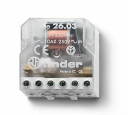 Шаговое электромеханическое реле; 1NO+1NC 10А, 2 состояния; контакты AgNi; питание 24В АC; монтаж в коробке | 260380240000 | Finder